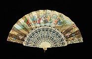 Fan, ivory, paper, mother-of-pearl, metal, Spanish