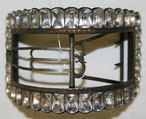 Shoe buckles, metal, paste jewels, British