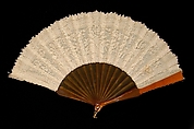 Fan, Amber, ivory, silk, linen, metal, Belgian