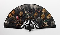 Fan, wood, silk, gouache, metal, paint, French