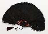 Fan, tortoiseshell, feather, silk, American