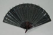 Fan, Tortoiseshell, silk, sequins, probably French
