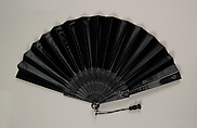 Mourning fan, wood, silk, plastic, metal, American