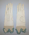 Gloves, leather, silk, probably American