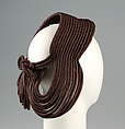 Hat, Sally Victor (American, 1905–1977), Straw, silk, American