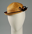 Hat, Sally Victor  American, straw, rayon, American