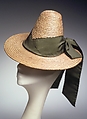 Hat, Sally Victor (American, 1905–1977), Straw, silk, American