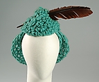 Hat, Sally Victor  American, Wool, feather, American