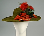 Hat, Sally Victor  American, Wool, hair, feathers, synthetic, American