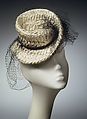 Hat, Sally Victor (American, 1905–1977), paper, synthetic, silk, American