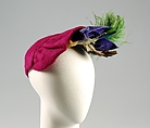 Hat, Sally Victor  American, Wool, feather, bird, synthetic, American