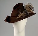 Hat, Sally Victor  American, Wool, hair, feathers, American
