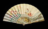 Fan, Tiffany & Co. American, mother-of-pearl, silk, paint, metal, ivory, American