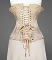 Wedding corset, Corset Parisien (French), silk, baleen, cotton, metal, French