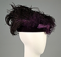 Toque, Silk, feathers, American