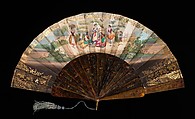 Fan, tortoiseshell, paper, mother-of-pearl, metal, silk, European