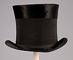 Mourning top hat, Knox, silk, fur, cotton, American