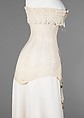 Corset, cotton, silk, bone, metal, elastic, American