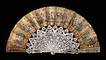Fan, mother-of-pearl, metal paper, European