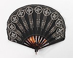 Fan, tortoiseshell, silk, beads, rhinestones, metal, French