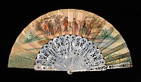 Fan, Mother-of-pearl, paper, metal, European
