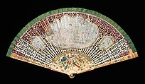 Brisé fan, bone, paint, silk, tortoiseshell, mother-of-pearl, European