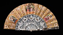 Fan, mother-of-pearl, paper, gouache, European