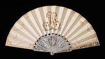 Fan, Debillemont, mother-of-pearl, paper, gouache, metal, glass, French
