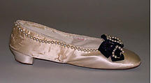 Slippers, B. Altman & Co. (American, 1865–1990), silk, leather, pearls, French