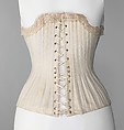 Corset, Carlson's, cotton, silk, metal, bone, probably British