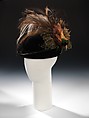 Toque, silk, feathers, American