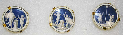 Button, ivory, glass, catgut, probably European