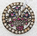 Button, metal, rubies, sapphires, pearls, French