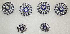 Button, metal, strass, enamel, French
