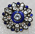 Button, metal, strass, enamel, French