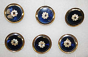 Button, metal, glass, pearl, French