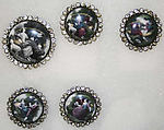 Button, enamel, rhinestones, French