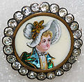 Button, enamel, rhinestones, French
