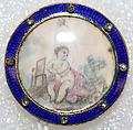 Button, ivory, metal, diamond, French