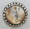 Button, ivory, metal, strass, French