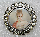 Button, ivory, metal, strass, French