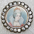 Button, ivory, metal, strass, French