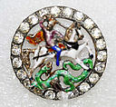 Button, metal, enamel, strass, French
