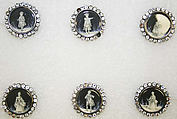 Button, ivory, glass, metal, strass, French