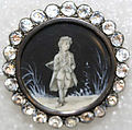 Button, ivory, glass, metal, strass, French