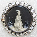 Button, ivory, glass, metal, strass, French