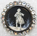 Button, ivory, glass, metal, strass, French