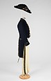 Court presentation ensemble, A. Dusautoy, wool, feathers, silk, cotton, leather, French