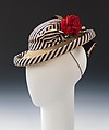 Hat, Schiaparelli French, straw, cotton, silk, French