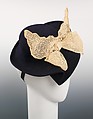 Hat, Schiaparelli  French, wool, cotton, French